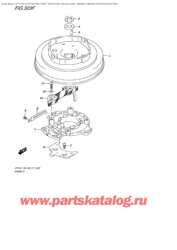   ,  , Suzuki DT15A S FROM 01504-710001~ (P40)  , Magneto  (Manual  Starter)  (Dt15A  P40)