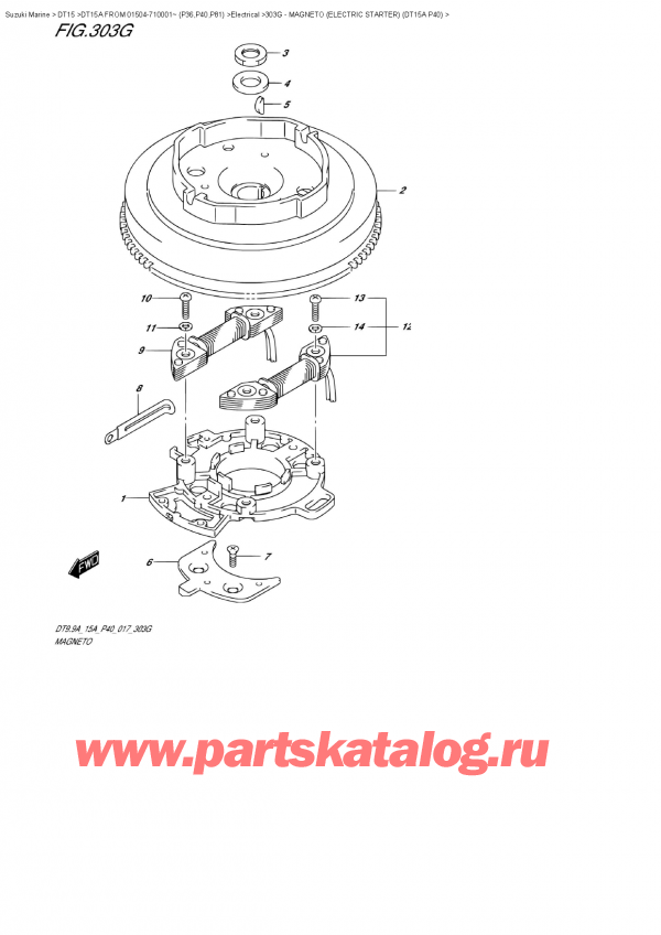 ,  , Suzuki DT15A S FROM 01504-710001~ (P40 017)  , Magneto  (Electric  Starter)  (Dt15A  P40)