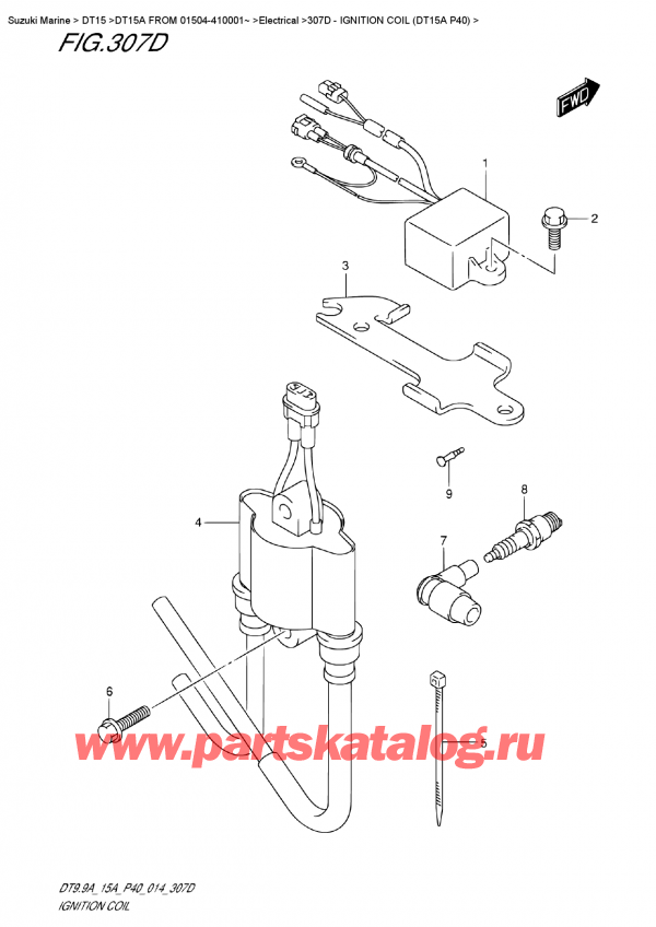 ,    , Suzuki DT15A S / L FROM 01504-410001~ (P40 014),   (Dt15A P40) / Ignition  Coil  (Dt15A P40)