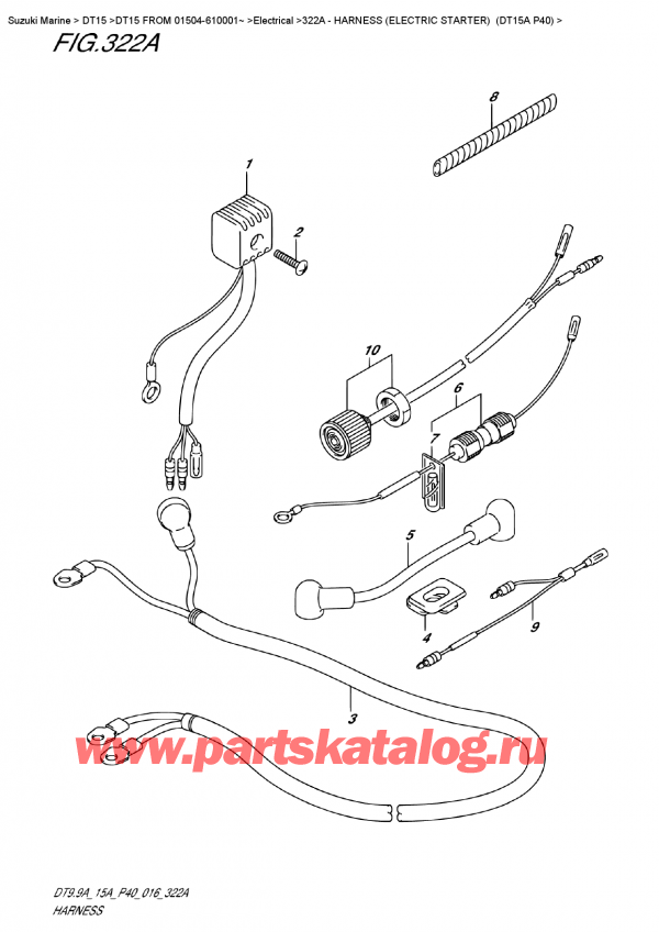  ,   ,  DT15A S / L FROM 01504-610001~ (P40 016)  2016 ,   () (Dt15A P40) / Harness  (Electric Starter)  (Dt15A P40)