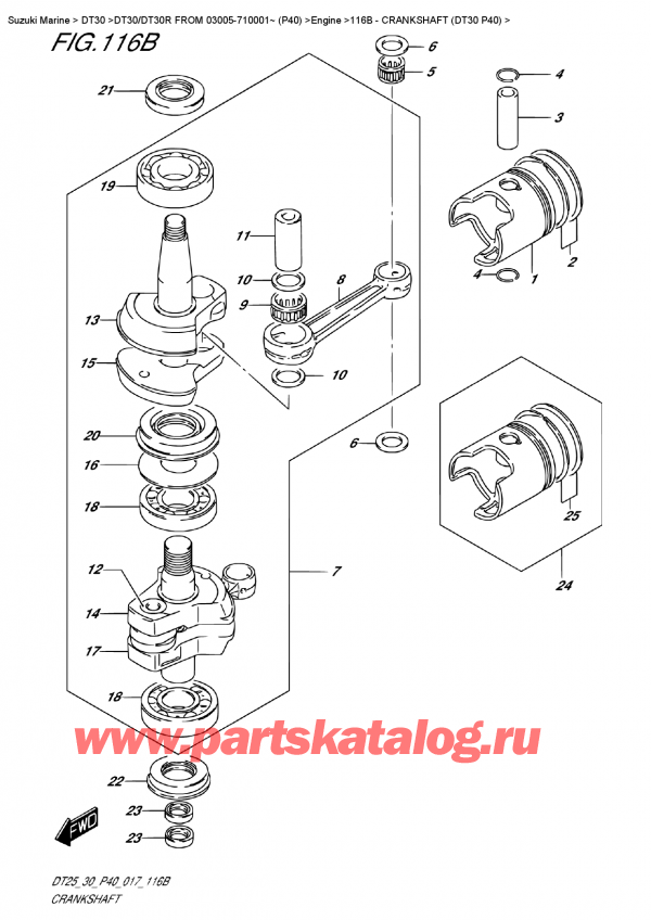  ,   , SUZUKI DT30E S/L FROM 03005-710001~ (P40)  2017 ,  (Dt30 P40) - Crankshaft (Dt30  P40)