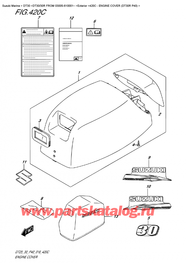  ,   , Suzuki DT30 RS / RL  FROM 03005-610001~ , Engine Cover (Dt30R P40)