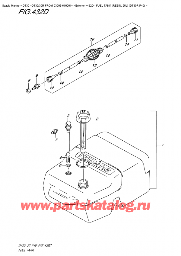 ,   , Suzuki DT30 RS / RL  FROM 03005-610001~ , Fuel Tank (Resin, 25L) (Dt30R P40)