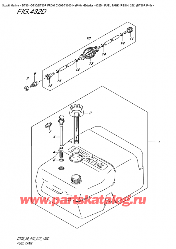  ,   , Suzuki DT30R S/L FROM 03005-710001~ (P40),   (Resin, 25L) (Dt30R P40)