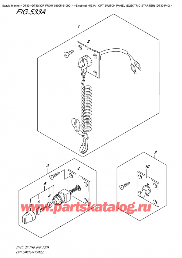 ,   , Suzuki DT30/30R  FROM 03005-610001~ , Opt:switch Panel (Electric Starter) (Dt30 P40)