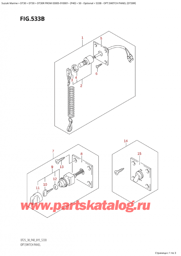 ,   , Suzuki Suzuki DT30R S /L FROM 03005-910001~ (P40 021), Opt:switch Panel (Dt30R)