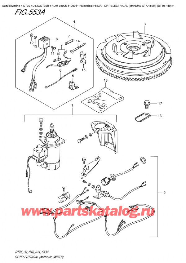  ,   , Suzuki DT30 S-L FROM 03005-410001~  2014 , Opt:electrical (Manual  Starter)  (Dt30  P40)