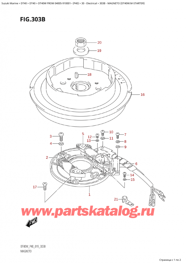 ,   , Suzuki Suzuki DT40W S / L FROM 04005-910001~  (P40 021),  (Dt40W: m) - Magneto (Dt40W:mStarter)