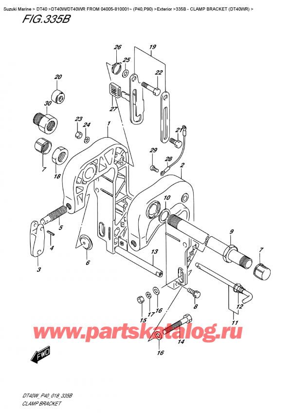  ,   , Suzuki DT40W RS / RL FROM 04005-810001~ (P40), Clamp  Bracket  (Dt40Wr)