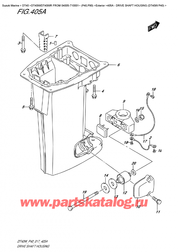  ,   , Suzuki DT40W S / L FROM 04005-710001~ (P40), Drive Shaft Housing (Dt40W  P40) /    (Dt40W P40)