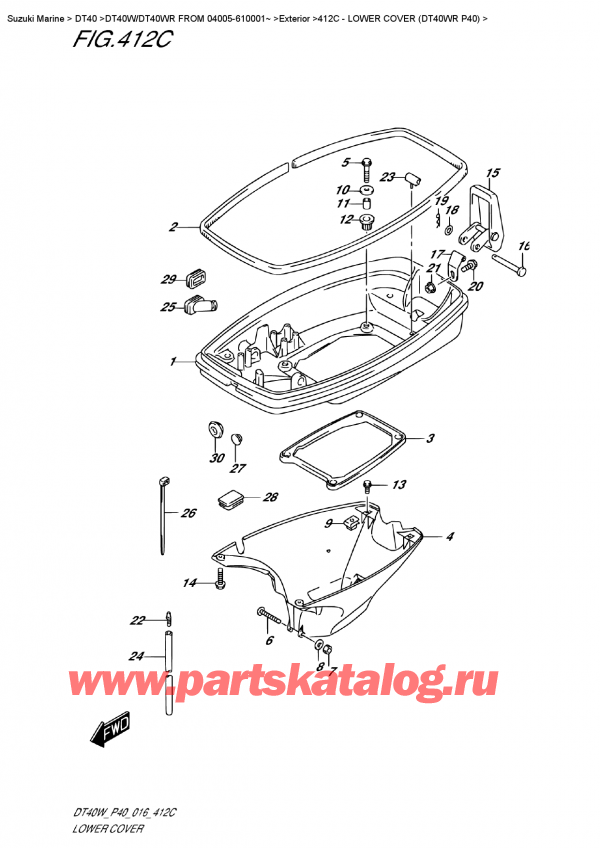   ,   , Suzuki DT40W RS/RL FROM 04005-610001~   2016 , Lower  Cover (Dt40Wr  P40) /    (Dt40Wr P40)