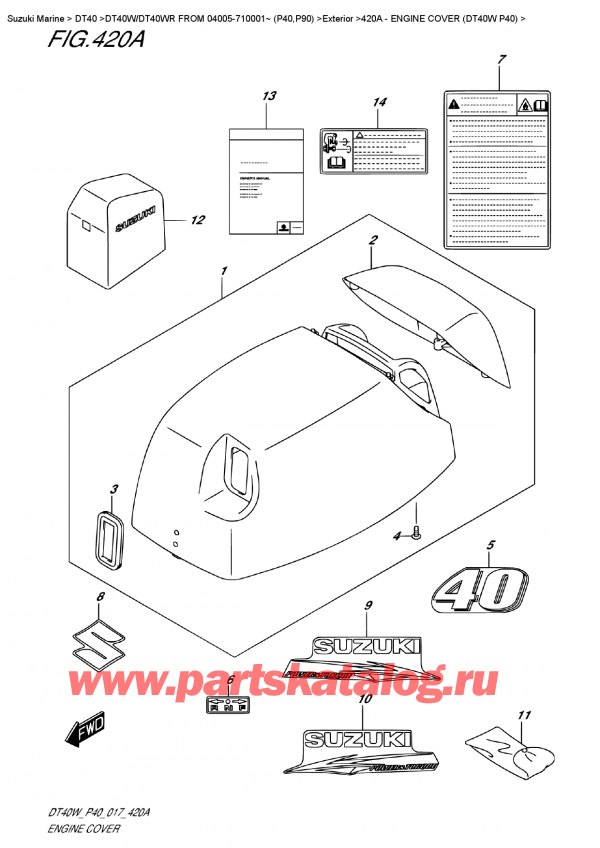  ,   , Suzuki DT40W S / L FROM 04005-710001~ (P40),   () (Dt40W P40)