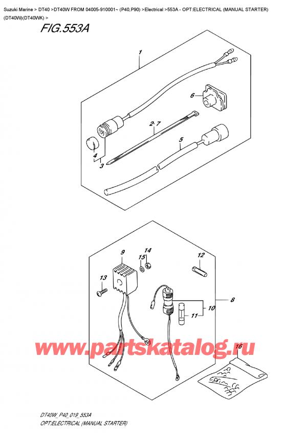 ,   , SUZUKI DT40W S-L FROM 04005-910001~ (P40), Opt:electrical  (Manual  Starter)  (Dt40W)(Dt40Wk)