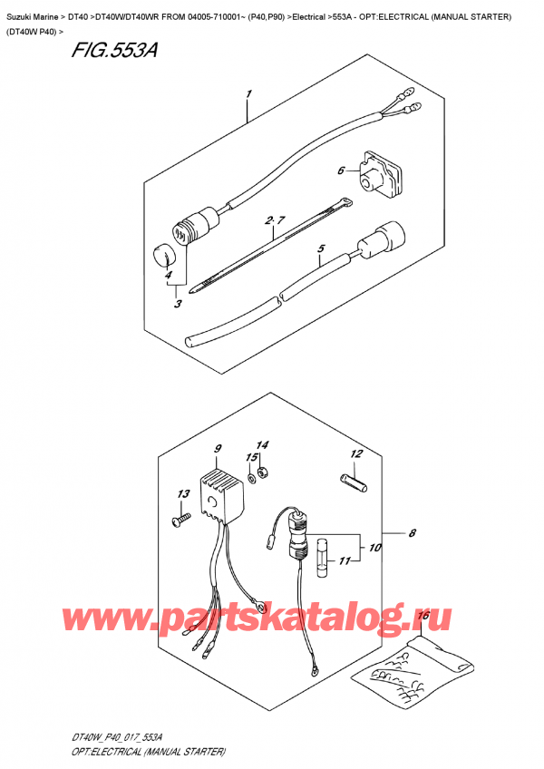 ,   , Suzuki DT40W S / L FROM 04005-710001~ (P40), Opt:electrical  (Manual  Starter)  (Dt40W  P40) / :  ( ) (Dt40W P40)