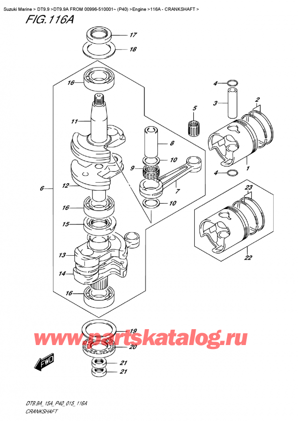  ,   , Suzuki DT9.9A S FROM 00996-510001~ (P40)   2015 , Crankshaft / 