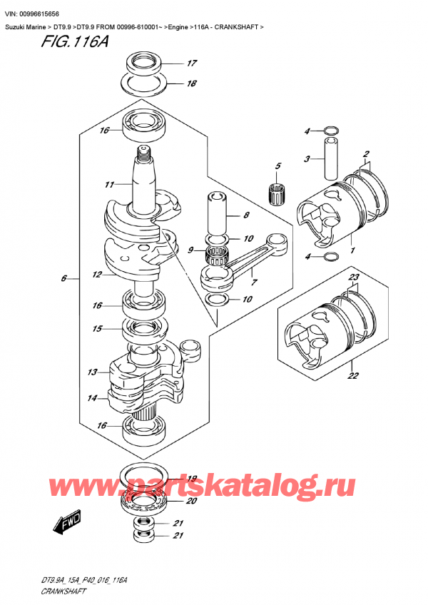  ,    , Suzuki DT9.9 FROM 00996-610001~   2016 , Crankshaft - 