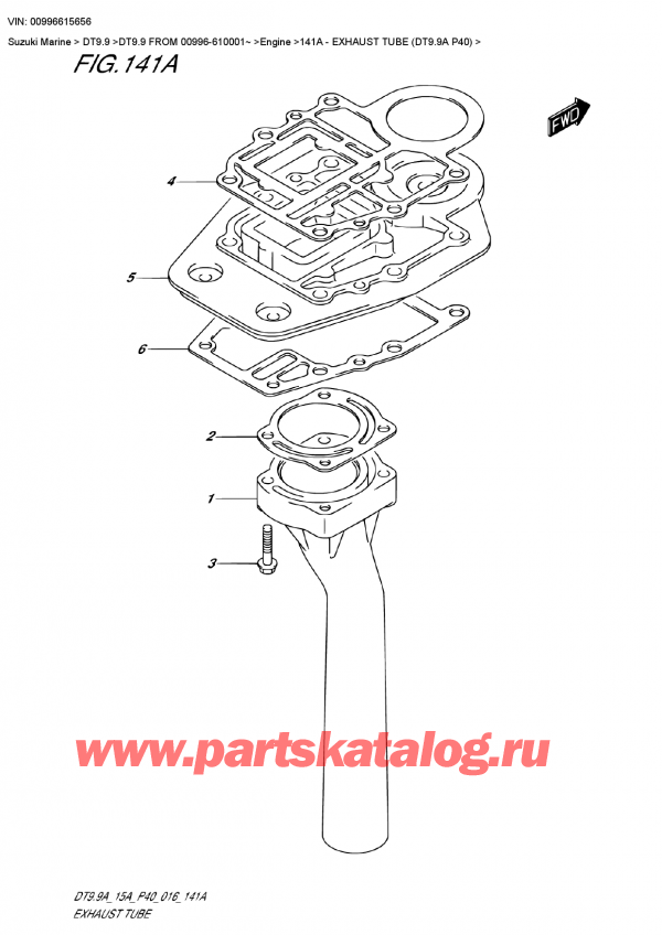  ,   ,  DT9.9 FROM 00996-610001~   2016 , Exhaust Tube (Dt9.9A P40)