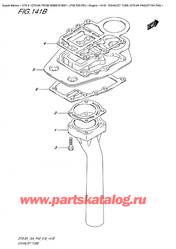 ,    , Suzuki DT9.9A S FROM 00996-810001~ (P40)  2018 ,   (Dt9.9A P40) (Dt15A P40) / Exhaust Tube (Dt9.9A  P40)(Dt15A  P40)