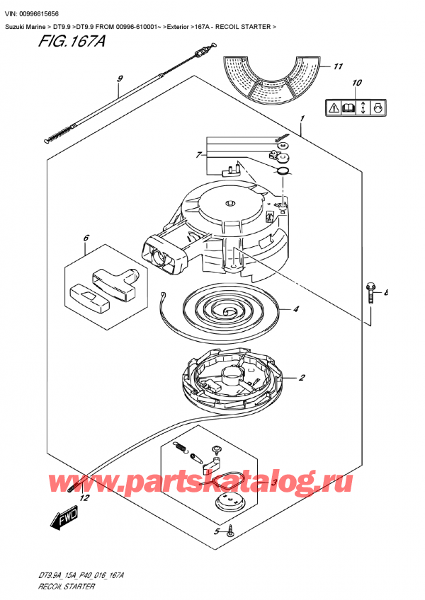 ,   , Suzuki DT9.9 FROM 00996-610001~   2016 , Recoil Starter