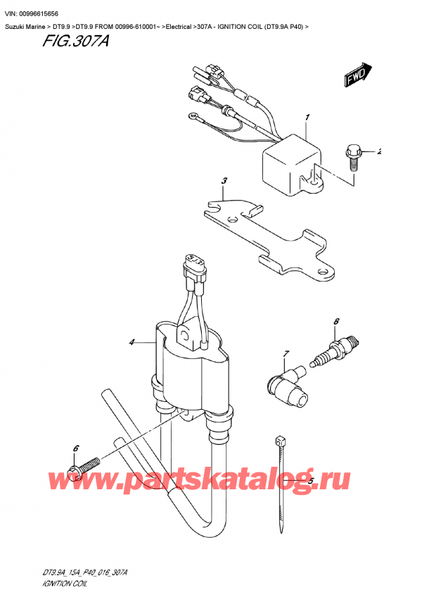  ,   , SUZUKI DT9.9 FROM 00996-610001~   2016 , Ignition Coil (Dt9.9A P40) -   (Dt9.9A P40)