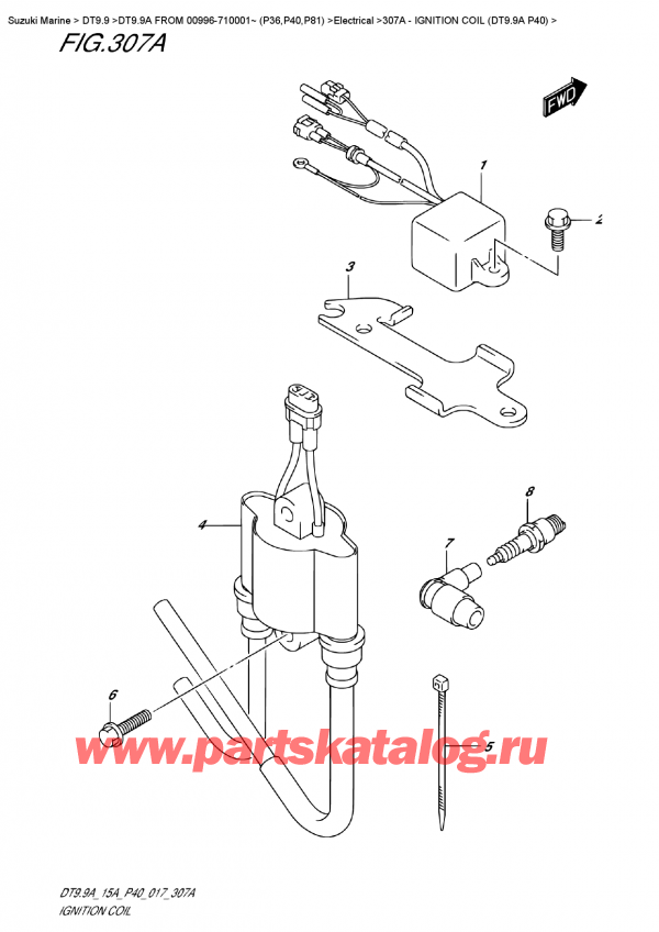  ,   , Suzuki DT9.9A S/L  FROM 00996-710001~ (P40)    2017 , Ignition  Coil  (Dt9.9A  P40) /   (Dt9.9A P40)