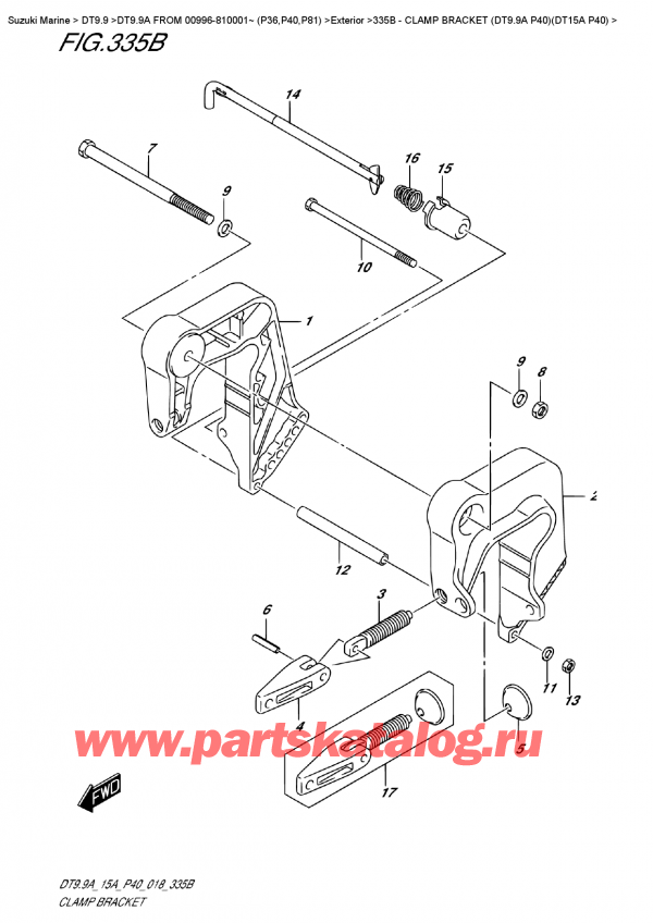  ,    , SUZUKI DT9.9A S FROM 00996-810001~ (P40), Clamp Bracket  (Dt9.9A  P40)(Dt15A  P40)