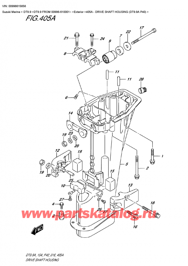 ,   , Suzuki DT9.9 FROM 00996-610001~   2016 , Drive Shaft Housing (Dt9.9A P40)