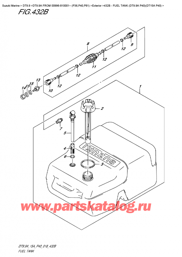   ,   , Suzuki DT9.9A S FROM 00996-810001~ (P40)  2018 , Fuel Tank  (Dt9.9A  P40)(Dt15A  P40) -   (Dt9.9A P40) (Dt15A P40)