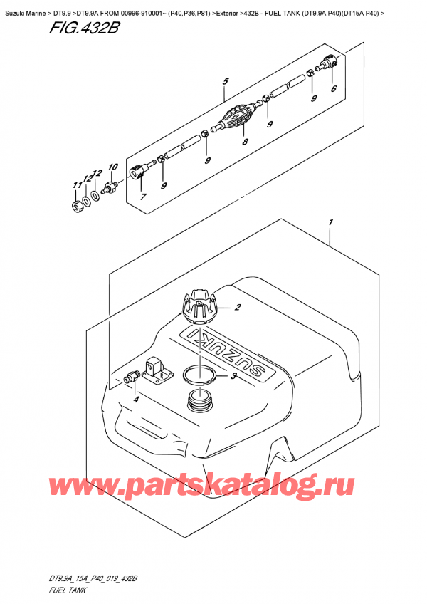  ,   , Suzuki DT9.9A S FROM 00996-910001~ (P40)  2019 , Fuel Tank  (Dt9.9A  P40)(Dt15A  P40)