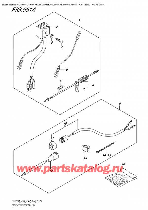 ,   , SUZUKI DT9.9AK FROM 00993K-610001~   2016 , Opt:electrical (1) / :  (1)