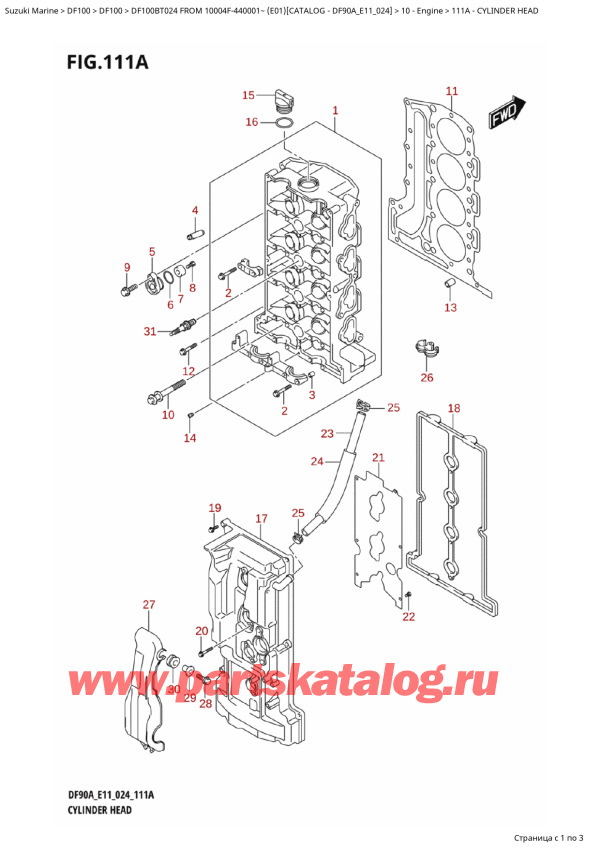 ,   ,    DF100B TL / TX FROM 10004F-440001~  (E01 024), Cylinder  Head -   