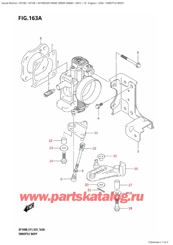 ,   , Suzuki DF100C TL / TX FROM 10005F-540001~ (E01 025),   / Throttle Body