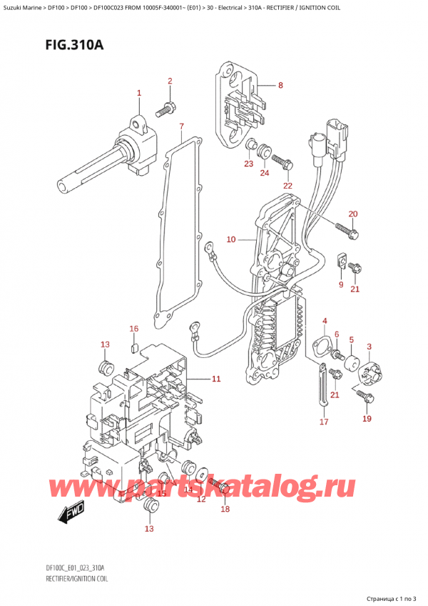  ,  , SUZUKI Suzuki DF100C TL / TX FROM 10005F-340001~  (E01 023), Rectifier / Ignition Coil /  /  