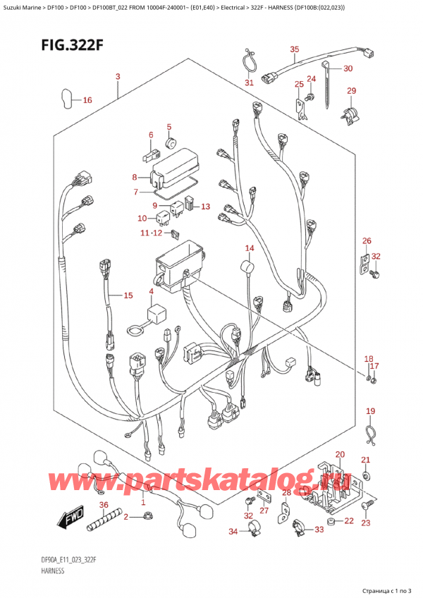  ,   , Suzuki Suzuki DF100B TL / TX FROM 10004F-240001~  (E01) - 2022  2022 , Harness (Df100B:(022,023))