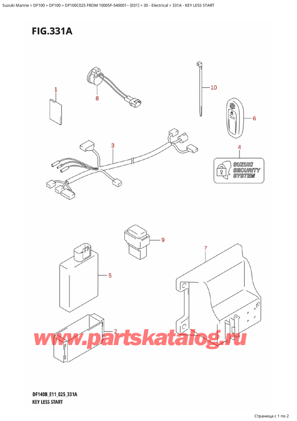   ,   , Suzuki DF100C TL / TX FROM 10005F-540001~ (E01 025)  2025 ,  Less Start