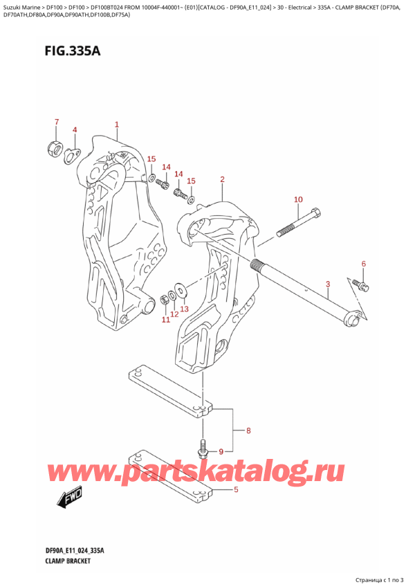 ,   , SUZUKI   DF100B TL / TX FROM 10004F-440001~  (E01 024), Clamp  Bracket (Df70A, /   (Df70A,