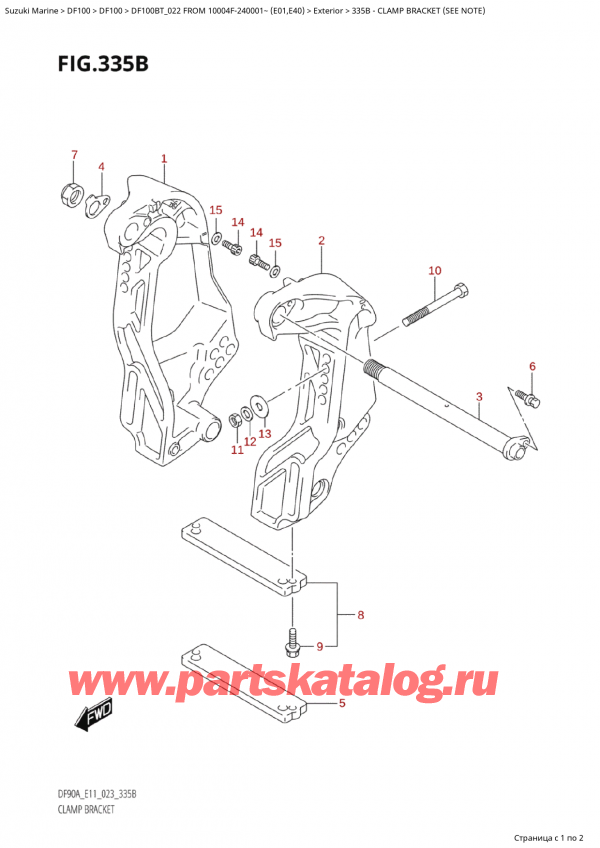 ,  , Suzuki Suzuki DF100B TL / TX FROM 10004F-240001~  (E01) - 2022, Clamp Bracket (See Note) /   (See Note)