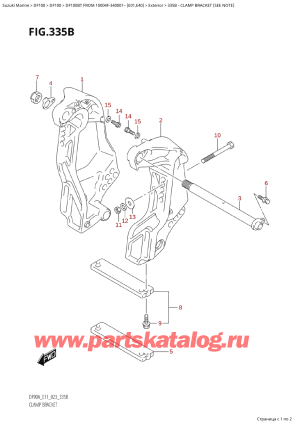   ,  , Suzuki Suzuki DF100B TL / TX FROM 10004F-340001~  (E01) - 2023  2023 , Clamp Bracket (See Note)