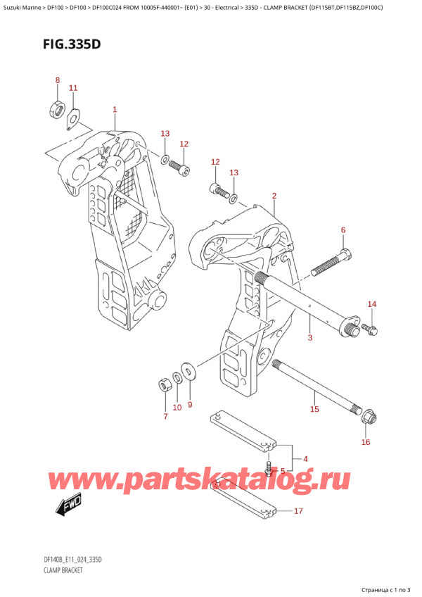 ,   , SUZUKI Suzuki DF100C TL / TX FROM 10005F-440001~  (E01 2024),   (Df115Bt, Df115Bz, Df100C) / Clamp Bracket (Df115Bt,Df115Bz,Df100C)