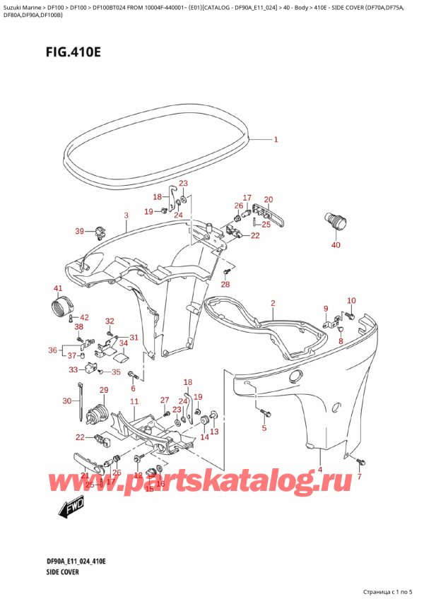 ,  , Suzuki   DF100B TL / TX FROM 10004F-440001~  (E01 024), Side  Cover (Df70A,Df75A,