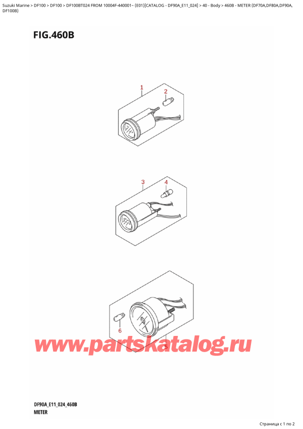 ,   , Suzuki   DF100B TL / TX FROM 10004F-440001~  (E01 024)  2024 , Meter  (Df70A,Df80A,Df90A, /  (Df70A, Df80A, Df90A,