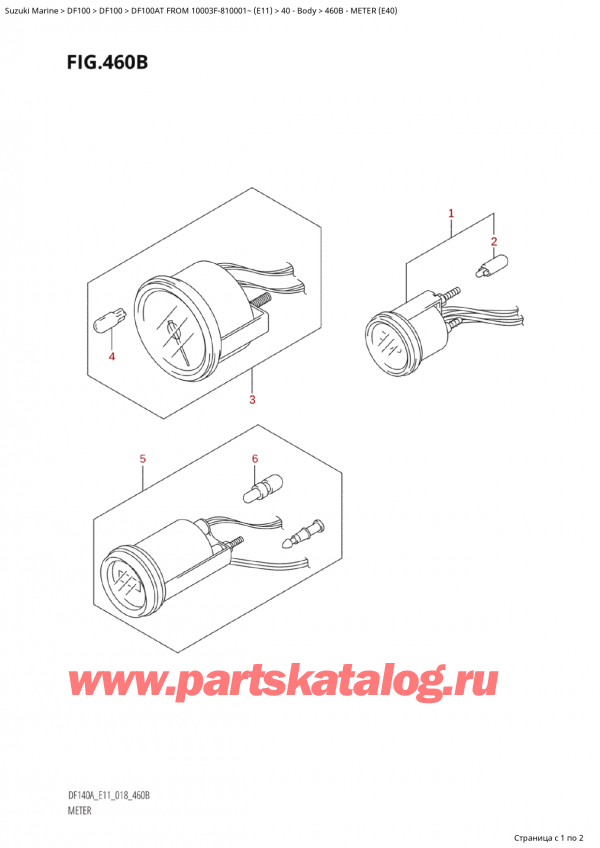   ,    , SUZUKI Suzuki DF100AT S / L FROM 10003F-810001~  (E11) - 2018, Meter (E40)