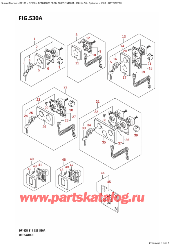   ,  , SUZUKI DF100C TL / TX FROM 10005F-540001~ (E01 025), :  - Opt:switch