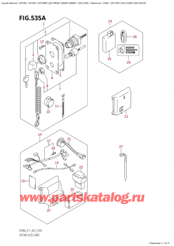  ,   , Suzuki Suzuki DF100B TL / TX FROM 10004F-240001~  (E01) - 2022  2022 , Opt:key Less Start (See Note)