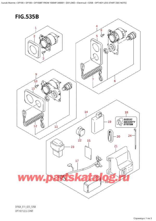  , , Suzuki Suzuki DF100B TL / TX FROM 10004F-340001~  (E01) - 2023  2023 , :  Less Start (See Note)