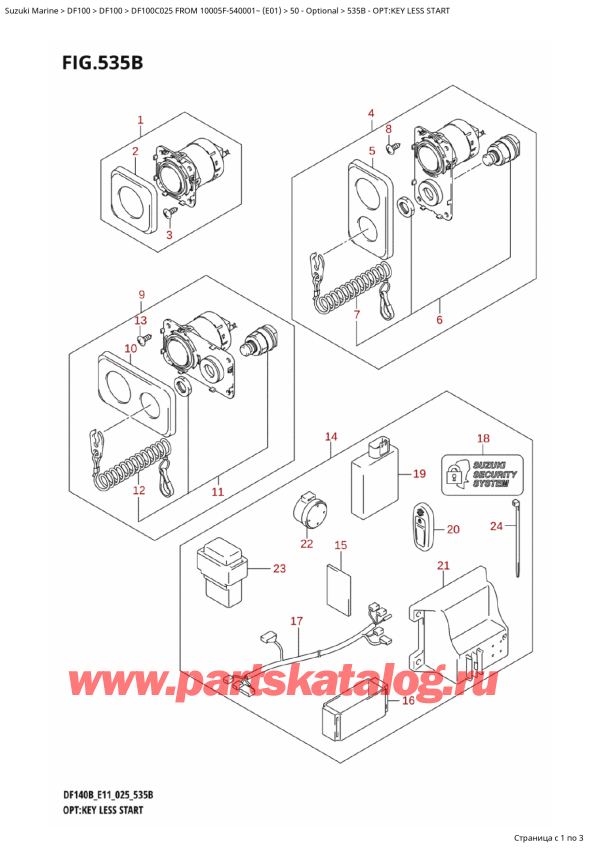 ,  , Suzuki DF100C TL / TX FROM 10005F-540001~ (E01 025)  2025 , Opt:key Less Start / :  Less Start