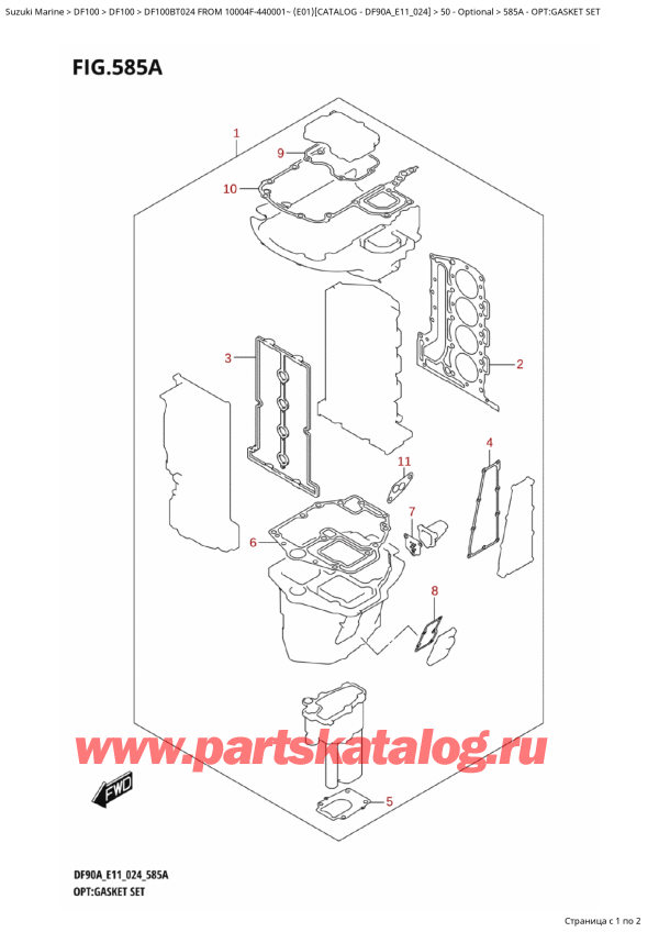  ,  , Suzuki   DF100B TL / TX FROM 10004F-440001~  (E01 024), Opt:gasket  Set