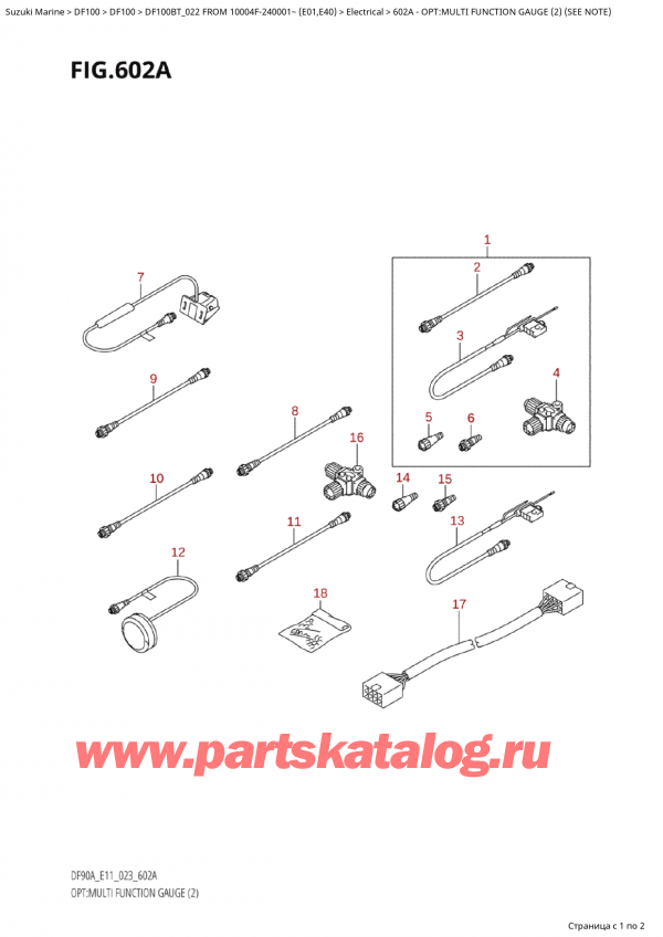  ,   , Suzuki Suzuki DF100B TL / TX FROM 10004F-240001~  (E01) - 2022  2022 , : multi Function Gauge (2) (See Note)