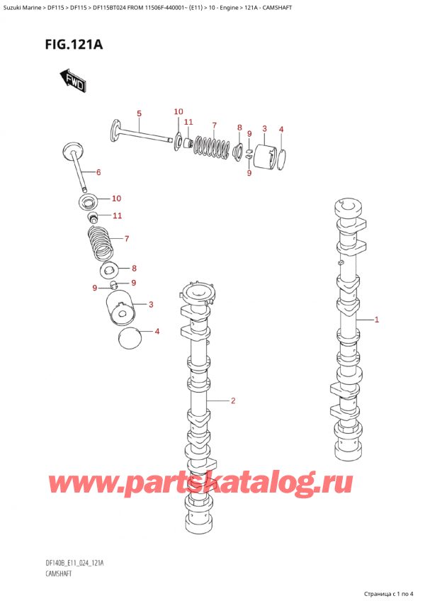   ,   , Suzuki Suzuki DF115B TL / TX FROM 11506F-440001~  (E11 024)  2024 , Camshaft