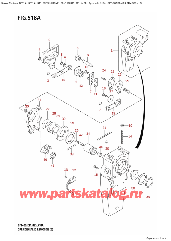   ,  , Suzuki DF115B TL / TX FROM 11506F-540001~ (E11 025), :  ,   (2) - Opt:concealed Remocon (2)